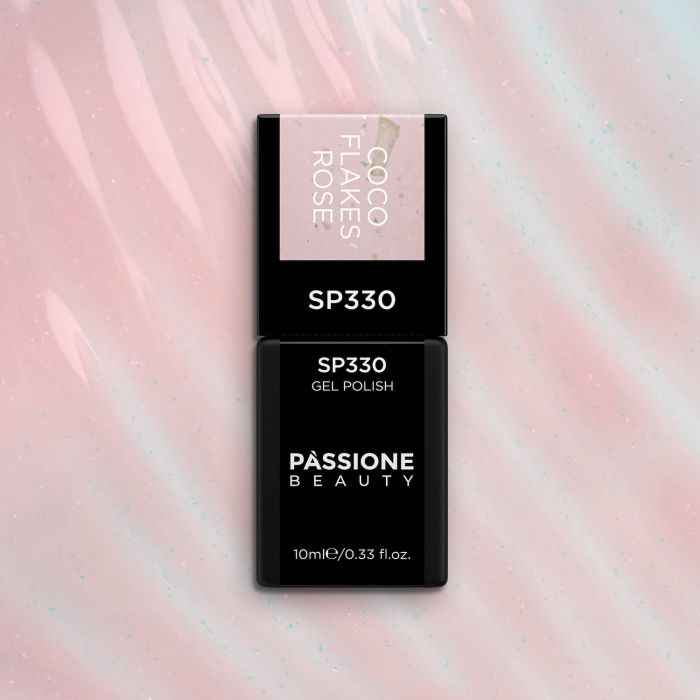 Vernis semi-permanent VS330 Coco Flakes Rose - Vernis semi-permanent effet laiteux, rose avec micro-flakes - détail 1