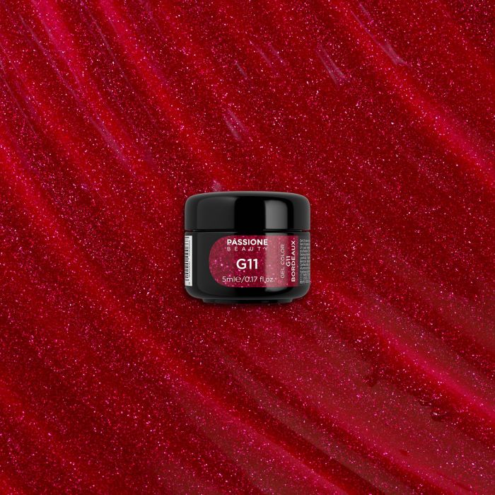 Gel Glitter G11 Bordeaux - Gel couleur pailleté bordeaux - détail 1