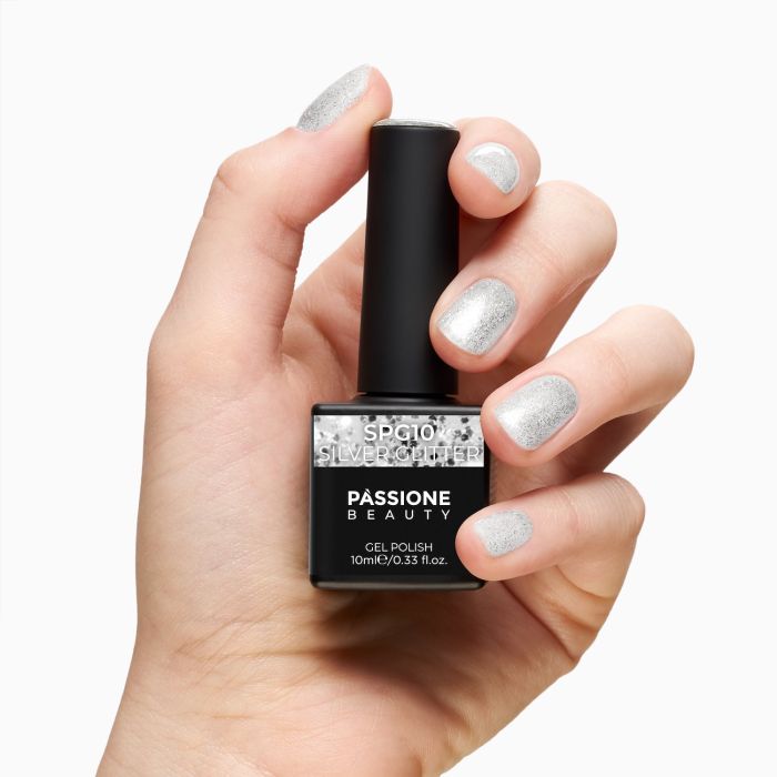 Esmalte Semipermanente EPG10 Silver Glitter detalle