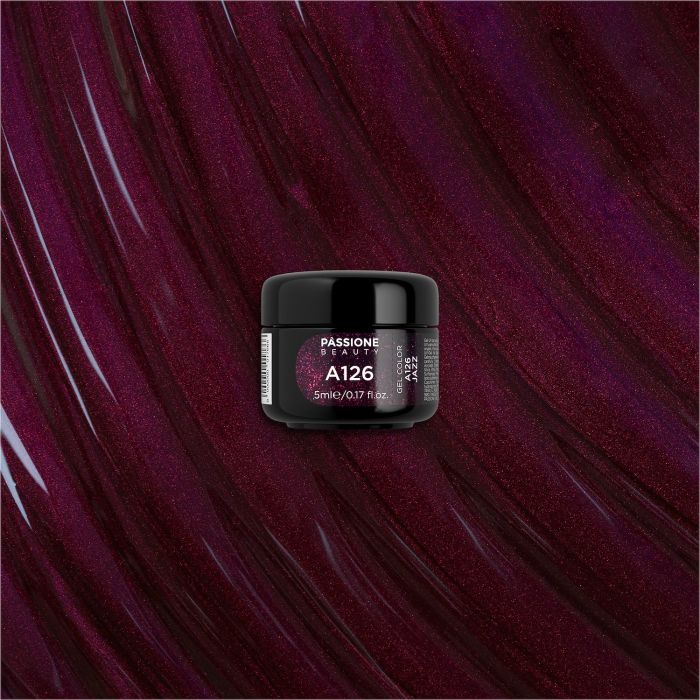 Gel Color A126 Jazz - Gel color burdeos con micro purpurina - detalle 2