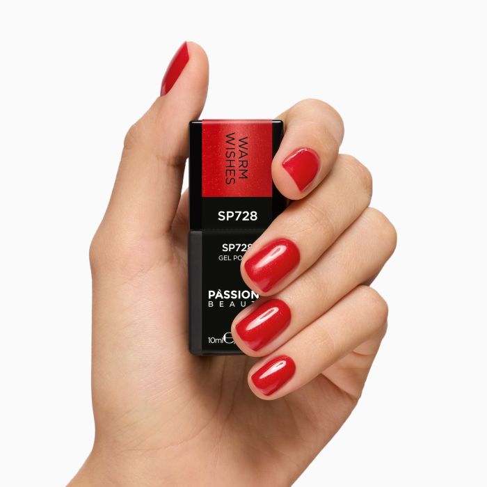 Gel Nail Polish SP728 Warm Wishes - Red semi-permanent nail polish with a subtle metallic effect - detail 1