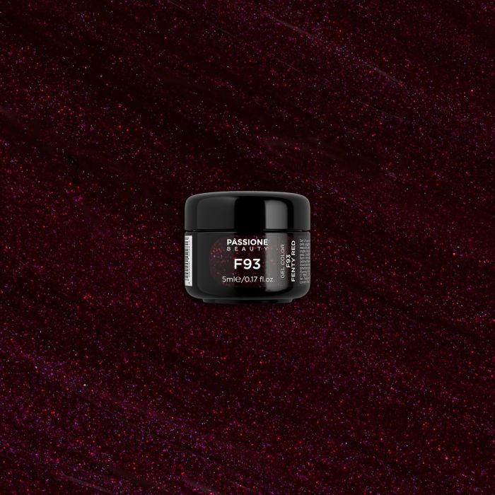 Gel Couleur F93 Fenty Red - Gel couleur auto-scellant bordeaux avec micro-paillettes - détail 1