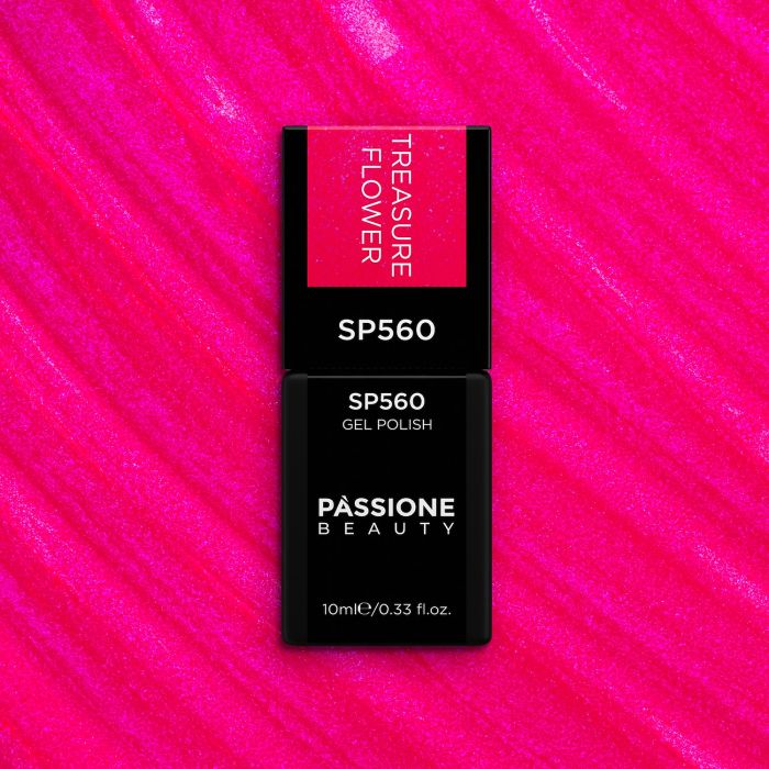 Smalto semipermanente SP560 Treasure Flower - Colore semipermanente fucsia acceso perlato con riflesso blu - dettaglio 1