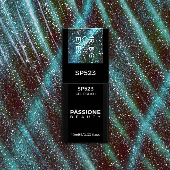 Gel Nail Polish SP523 Mr Big Cat Eye - Green Gel Polish with Cat Eye Effect - detail 1
