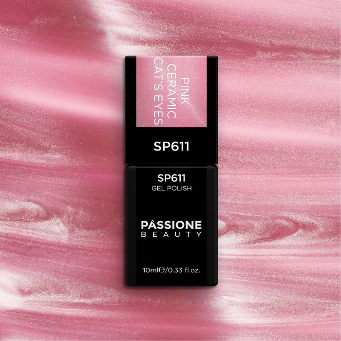 Gel Nail Polish SP611 Pink Ceramic Cat's Eyes - Pink Gel Polish with Cat Eye Effect - detail 1