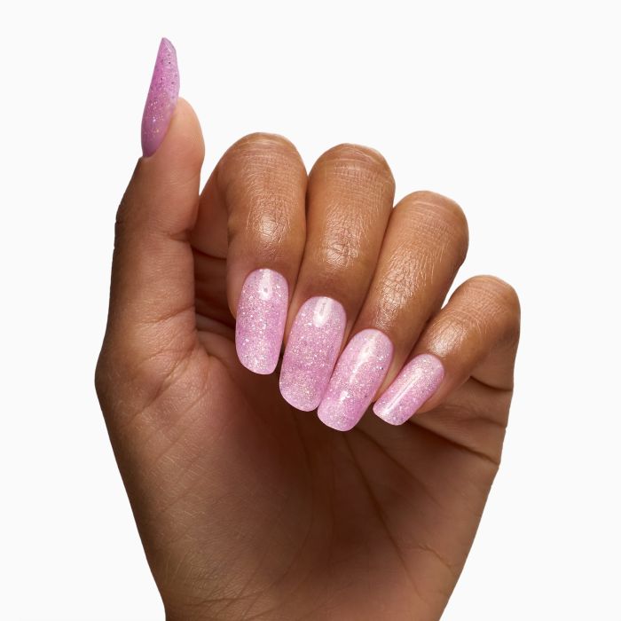 Acrygel® Sparkling Rosè 60 ml - Acrylic Gel Cool Sheer Pink with Gold Micro-glitter and Holographic Sequins - detail 1