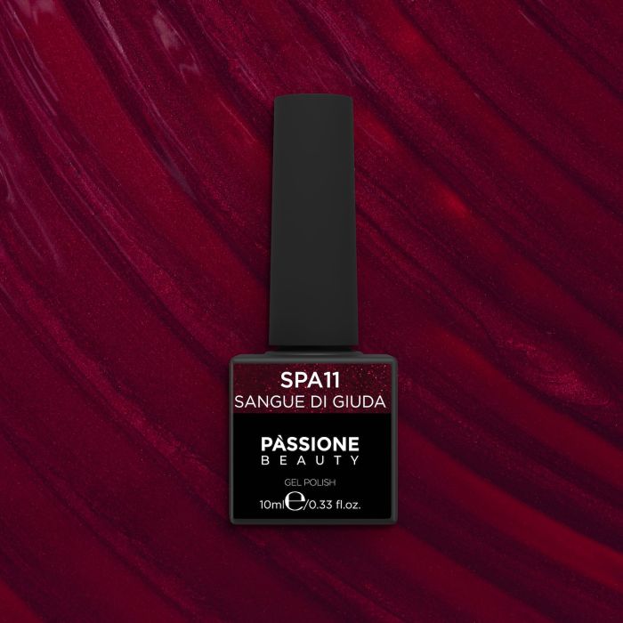 Gel Nail Polish GPA11 Sangue di Giuda  - GPA11 Sangue di Giuda gel polish, intense burgundy with glitter - detail 1