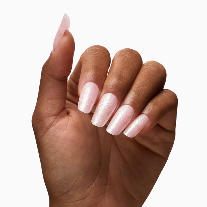 Marble Rosè Flakes 15 ml - Gel de construction auto-égalisant rose clair avec flakes et micro-flakes holographiques - détail 1