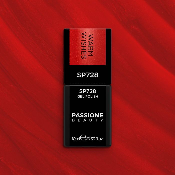 Gel Nail Polish SP728 Warm Wishes - Red semi-permanent nail polish with a subtle metallic effect - detail 2