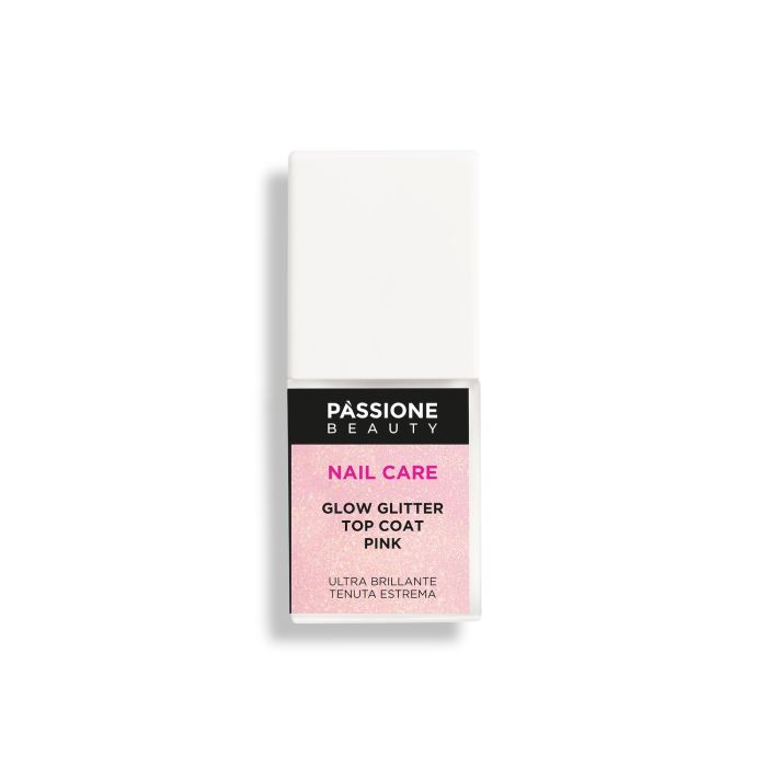 Glow Glitter Top Coat Pink 15 ml