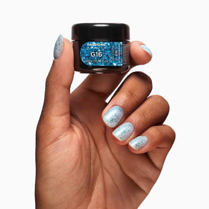 Glitter Farbgel G16 Acquamarina Detail