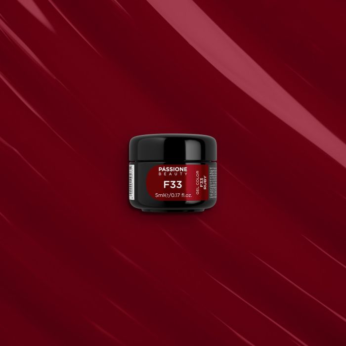 Gel Couleur F33 Ruby - Gel couleur auto-scellant rouge rubis - détail 1