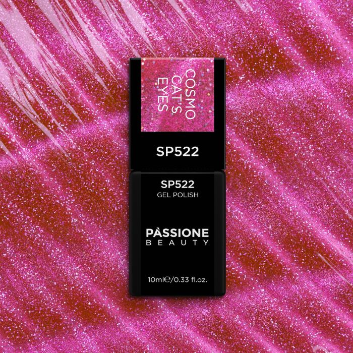 Gel Nail Polish SP522 Cosmo Cat's Eyes - Fuchsia Cat's Eyes Effect Gel Polish with Glitters - detail 1