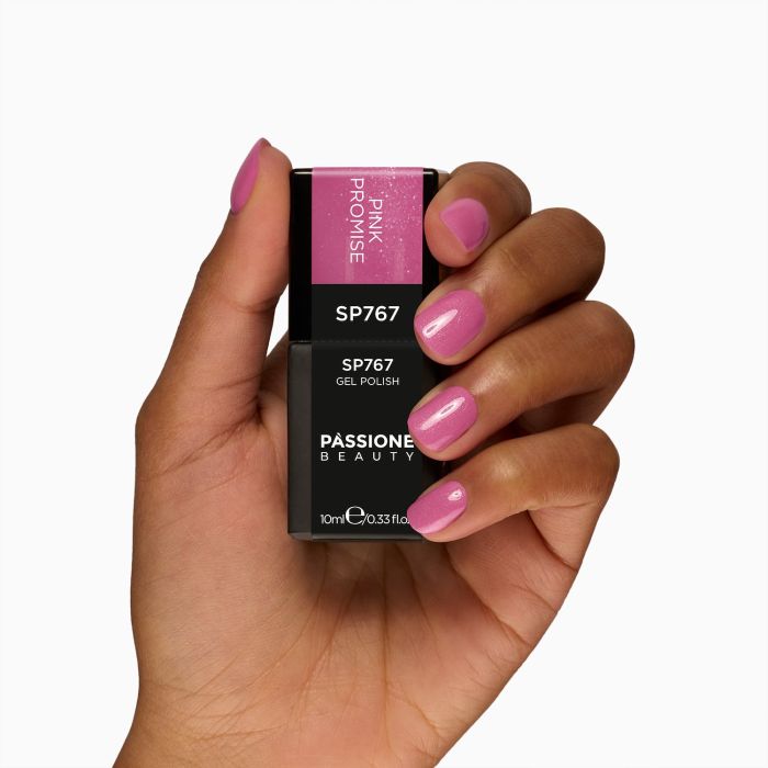 Gel Nail Polish SP767 Pink Promise - Gel Nail Polish fuchsia with pearly white micro-glitter - detail 1