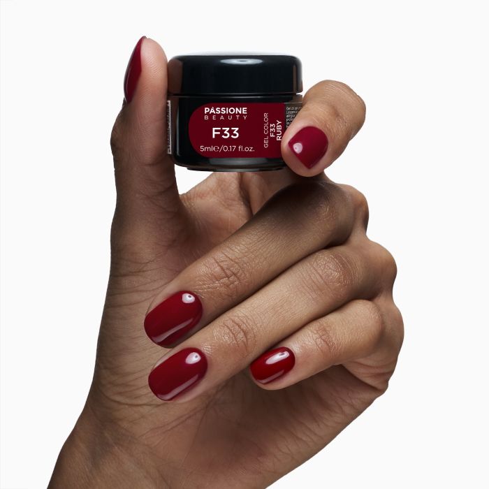 Gel Color F33 Ruby - Gel color rojo rubí autosellante  - detalle 3