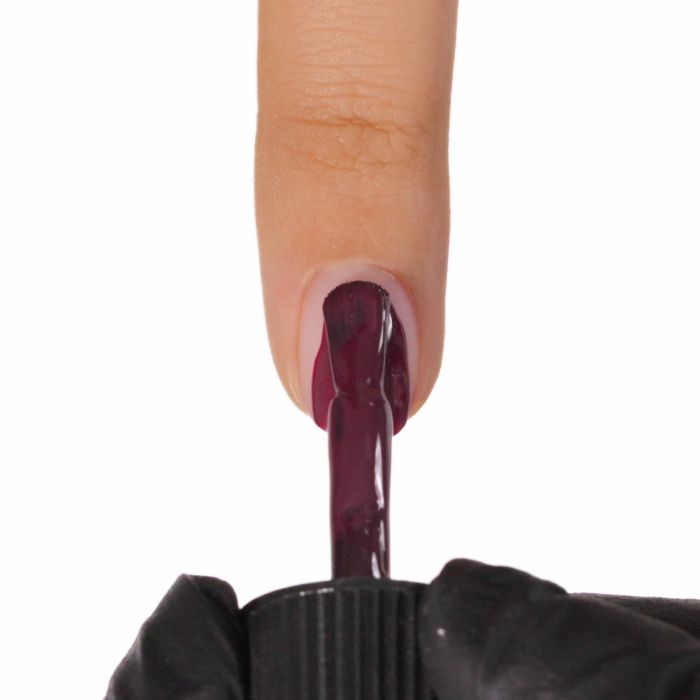 Application of Gel Nail Polish SP749 Cherry Red