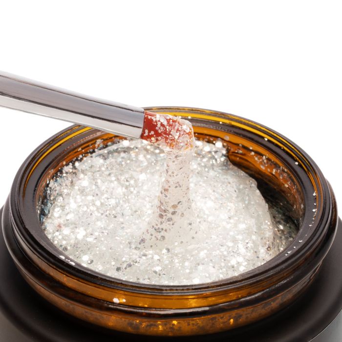 Aufbaugel Frosty Silver - 50ml - Aufbaugel Transparent mit Silber-Pailletten für Abdeckungen und Modellagen - Detail 3