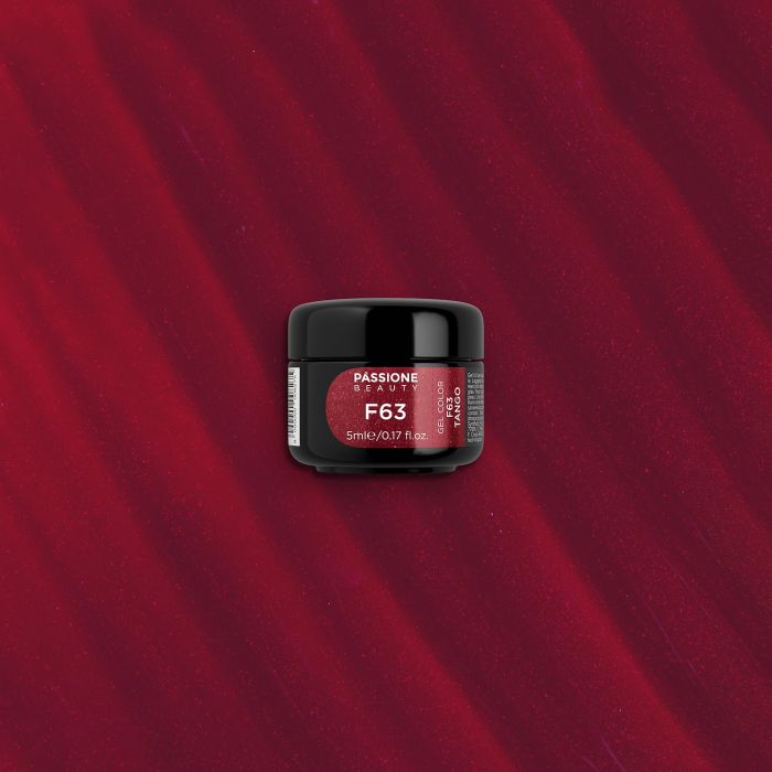 Gel colour F63 Tango - Dark red metal effect Self-sealingUV Gel Colour - detail 2