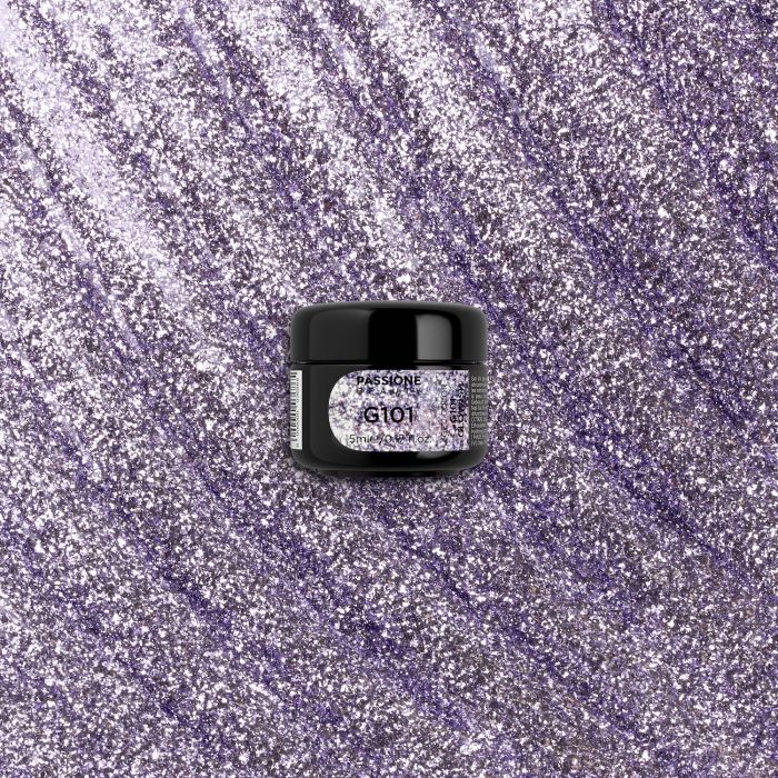 Gel Glitter G101 Glowish - Gel couleur pailleté lilas - détail 1