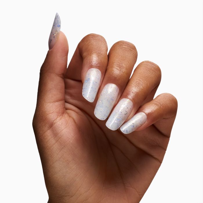 Marble Lavender Flakes 15 ml - Gel de construction auto-égalisant blanc laiteux avec flakes lilas et micro-flakes holographiques - détail 3