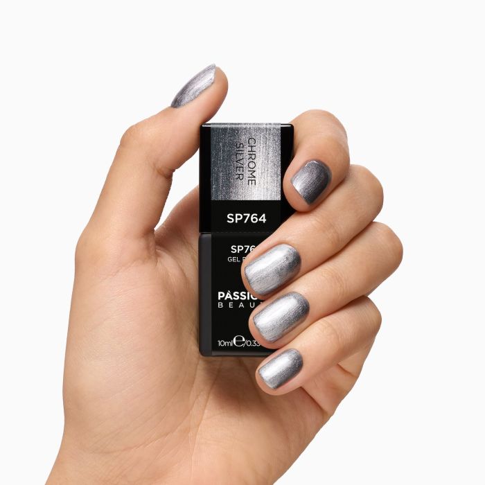 Vernis semi-permanent couleur SP764 Chrome Silver - Vernis semi-permanent argent chromé - détail 2