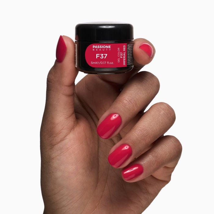 Gel Color F37 Imperial Red - Gel color rojo intenso autosellante  - detalle 1