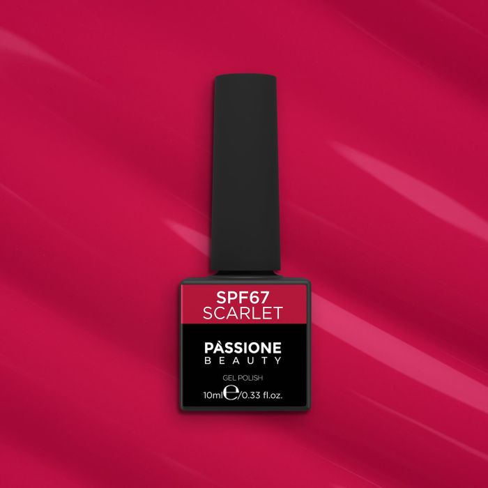 Gel Nail Polish GPF67 Scarlet  - GPF67 Scarlet gel polish, red and magenta - detail 1