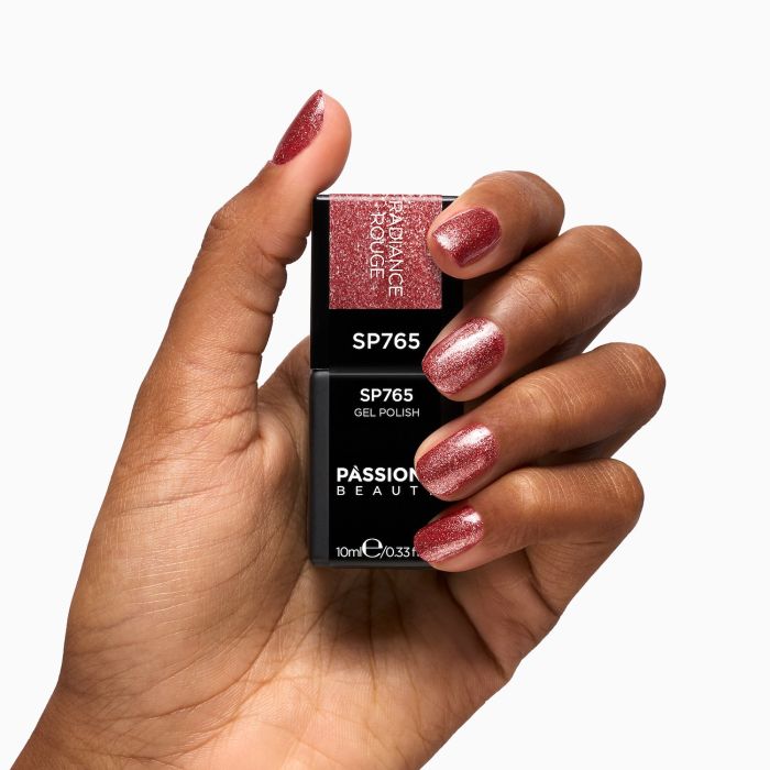 Esmalte semipermanente SP765 Radiance Rouge - Esmalte semipermanente rojo ladrillo con purpurina - detalle 2