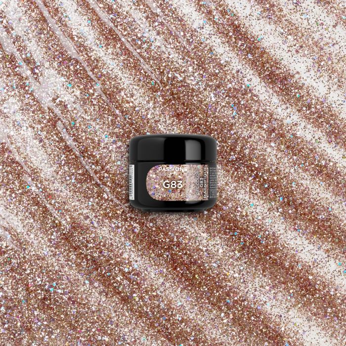 Gel Glitter G83 Magnifique - Gel couleur pailleté or rose arc-en-ciel - détail 2