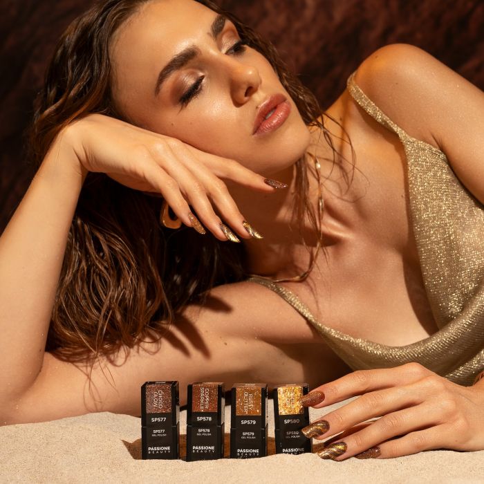 Gel Nail Polish SP578 Copper Sparkle detail