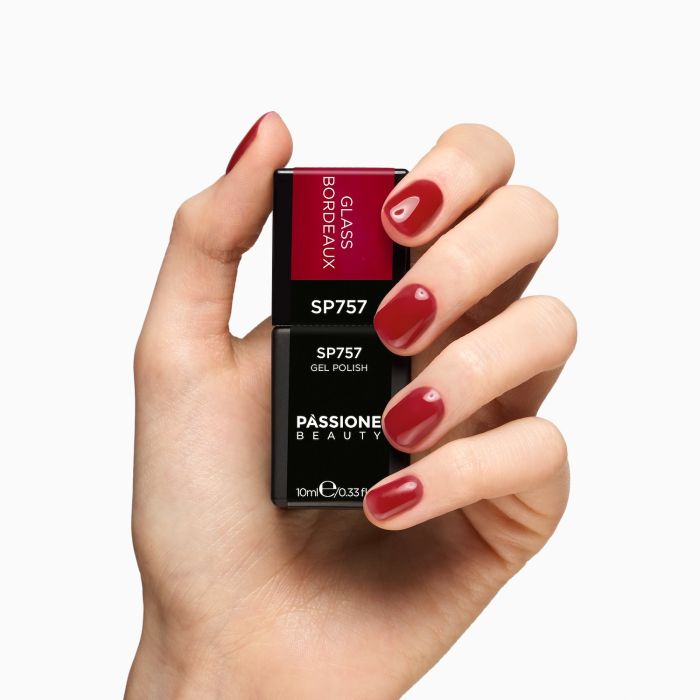 Esmalte semipermanente SP757 Glass Bordeaux - Semipermanente rojo burdeos efecto vidrio - detalle 2