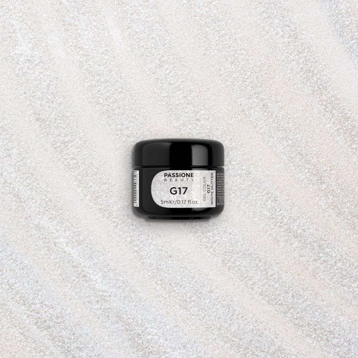 Gel Glitter G17 White Glitter - Gel couleur pailleté blanc perlé - détail 1