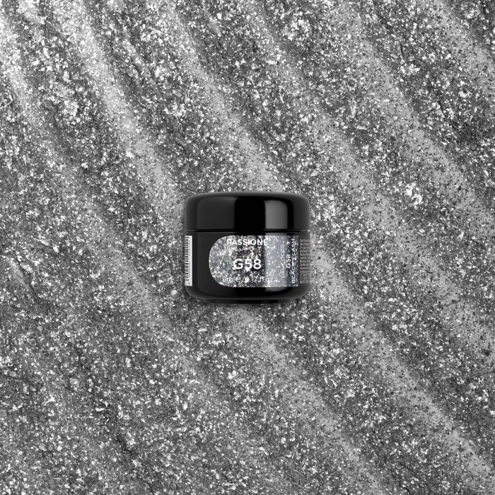 Gel Glitter G58 Black Flash - Gel couleur pailleté noir argenté - détail 2