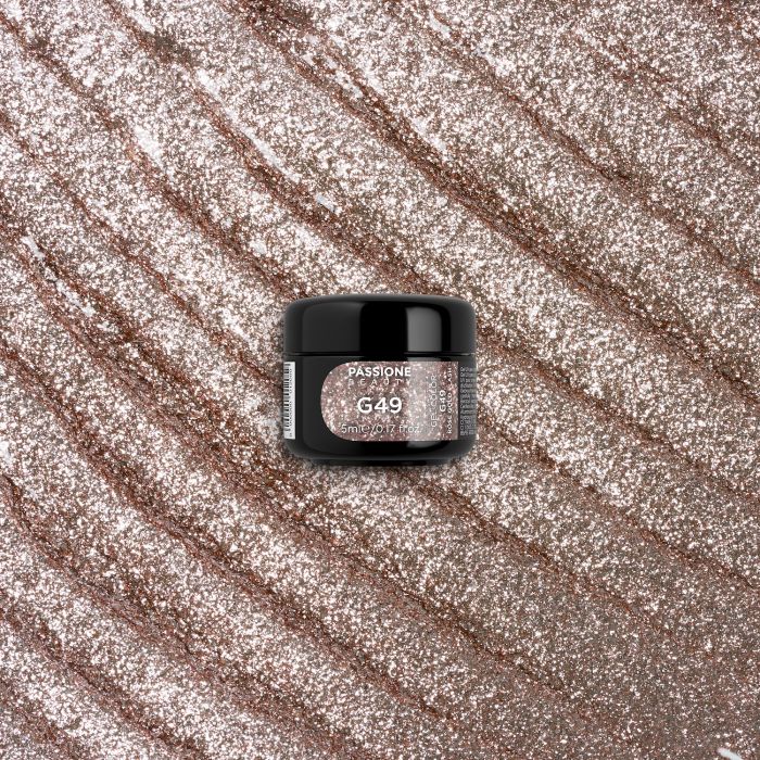 Gel Glitter G49 Rose Gold Flash - Gel couleur pailleté or rose - détail 2