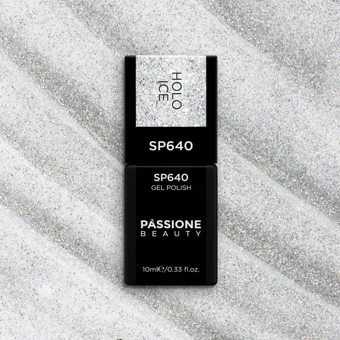 Gel Nail Polish SP640 Holo Ice - Clear Gel Polish with Silver and Holographic Micro-glitter - detail 1