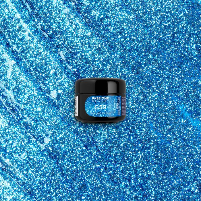 Gel Glitter G59 Ocean Flash - Gel couleur pailleté bleu argenté - détail 2