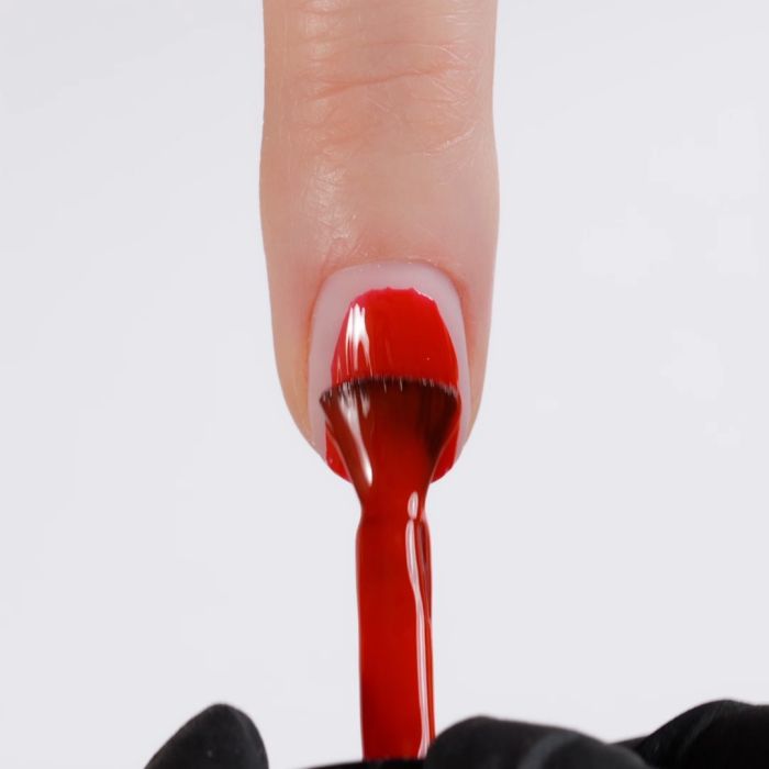 Application of Gel Nail Polish GP148 Classic Red