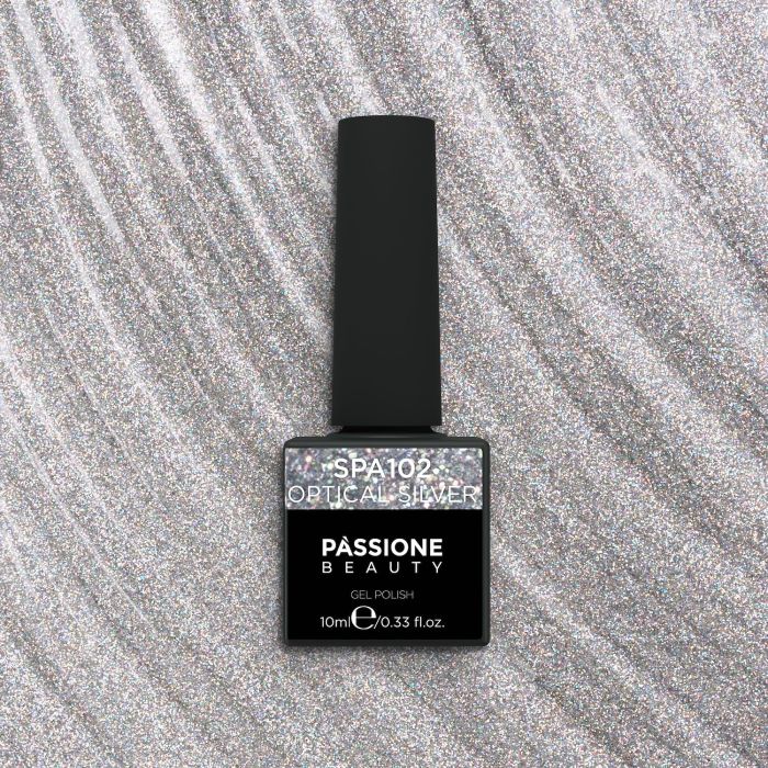 Esmalte Semipermanente EPA102 Optical Silver - Esmalte semipermanente EPA102 Optical Silver, transparente con micro purpurina plateada  - detalle 2