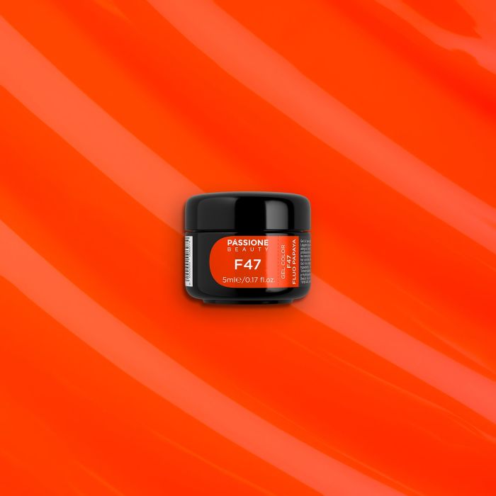 Gel Couleur F47 Fluo Papaya - GelUV Coloré auto-scellant orange fluo - détail 3