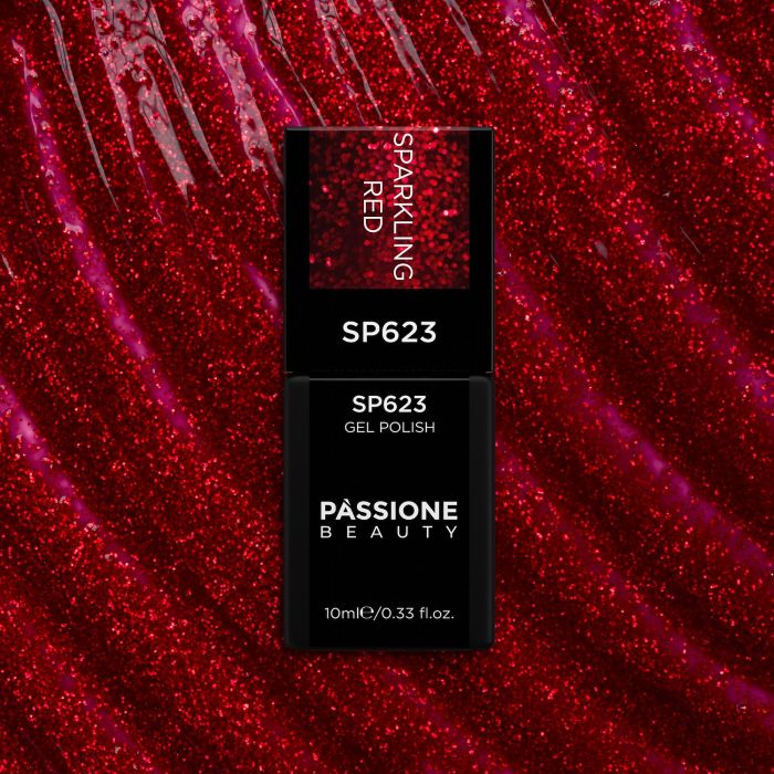 Esmalte semipermanente EP623 Sparkling Red - Esmalte semipermanente rojo oscuro con purpurina roja - detalle 2