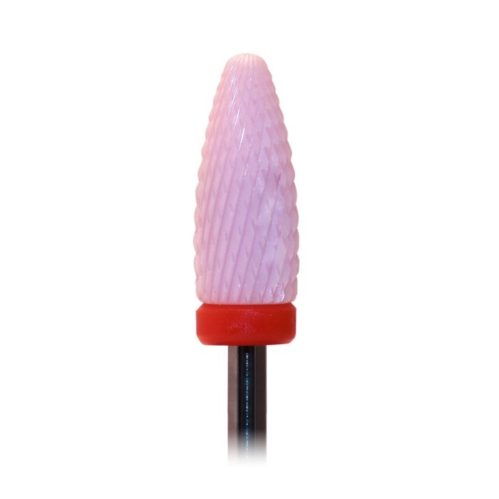 Ceramic Pink Flame Nail Drill Bit detail