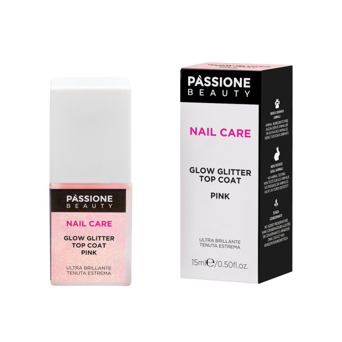 Glow Glitter Top Coat Pink 15 ml dettaglio