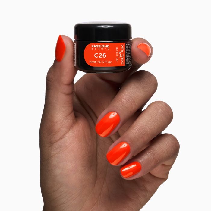Gel Couleur C26 Coral Fluo - Gelcouleur orange fluo  - détail 1