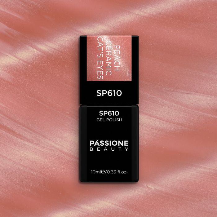 Gel Nail Polish SP610 Peach Ceramic Cat Eye - Peach Pink Gel Polish with Cat Eye Effect - detail 3