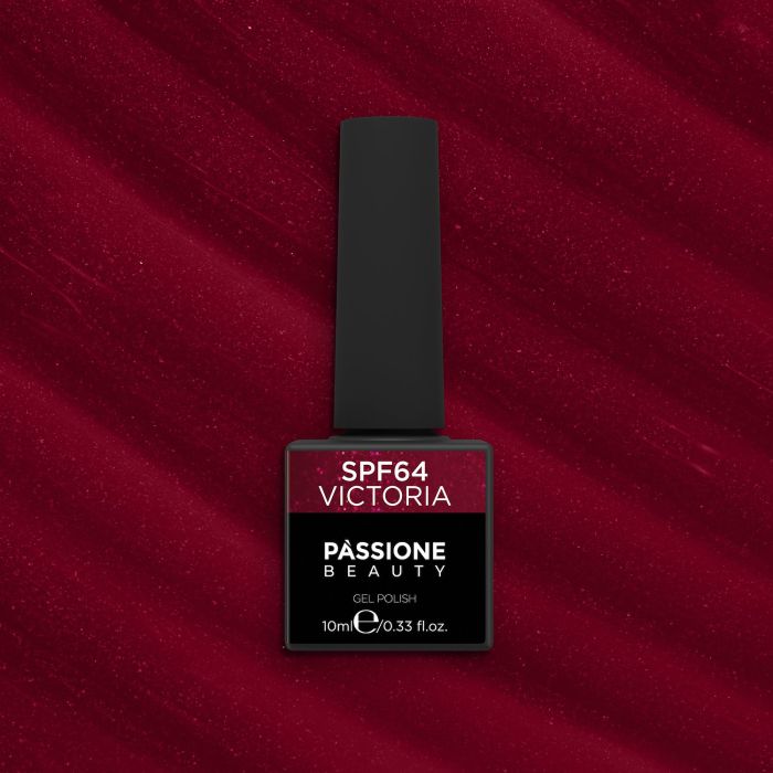Gel Nail Polish GPF64 Victoria  - GPF64 Victoria gel polish, burgundy with micro glitter - detail 2