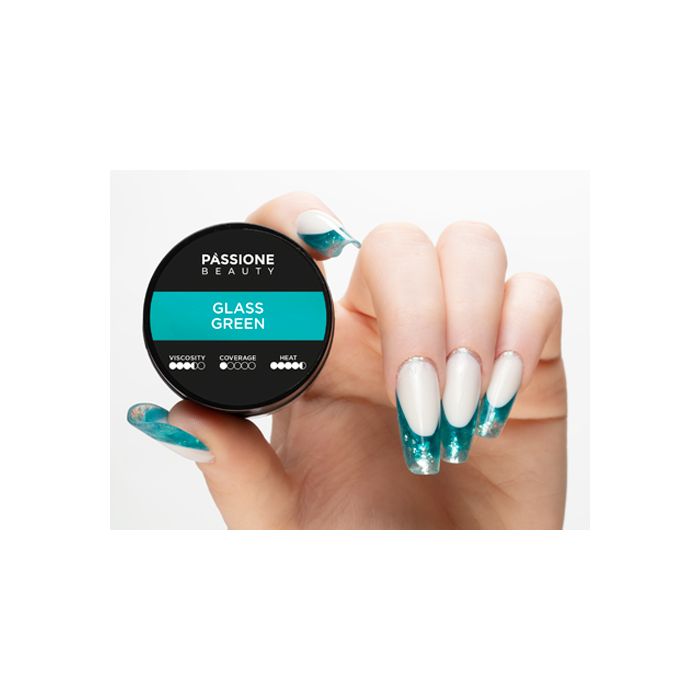 Green Glass French | Uñas efecto vidrio