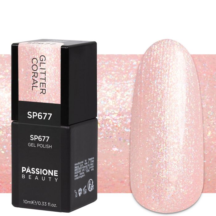 Vernis semi-permanent SP677 Glitter Coral
