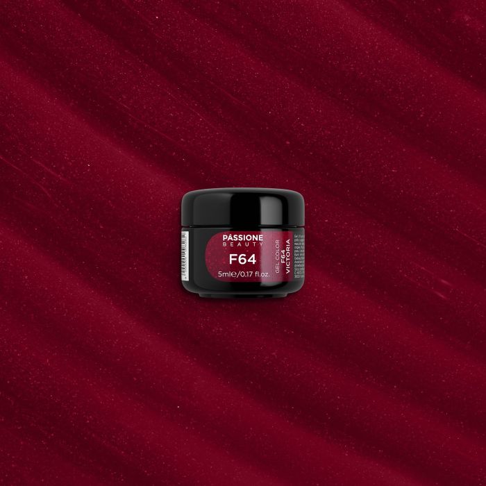 Gel Couleur F64 Victoria - Gel couleur auto-scellant bordeaux, avec micro paillettes - détail 3