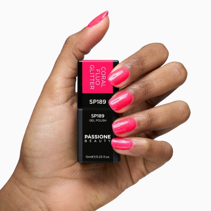Gel Nail Polish GP189 Coral Fluo Glitter  detail