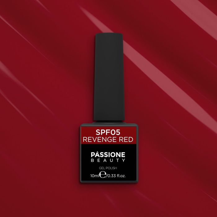 Gel Nail Polish GPF05 Revenge Red  - GPF05 Revenge Red gel polish, Intense and dark red - detail 2